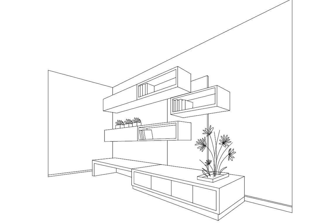 Wall Covering and Shelves